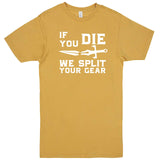  "If You Die We Split Your Gear, Sword" men's t-shirt Vintage Mustard
