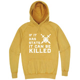  "If It Has Stats It Can Be Killed" hoodie, 3XL, Vintage Mustard