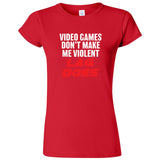  "Video Games Don't Make Me Violent, Lag Does" women's t-shirt Red