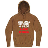  "Video Games Don't Make Me Violent, Lag Does" hoodie, 3XL, Vintage Camel