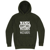  "Wands Don't Kill Wizards, Wizards Kill Wizards" hoodie, 3XL, Vintage Olive